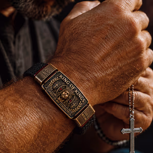 ✝️ King of Kings Faith Bracelet – Adjustable Christian Wristband Gift