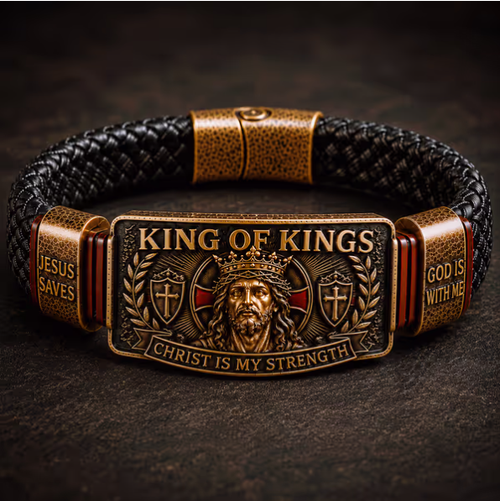 ✝️ King of Kings Faith Bracelet – Adjustable Christian Wristband Gift