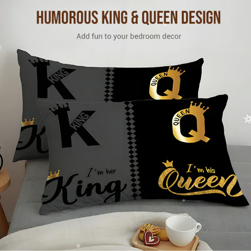 👑4-Piece King & Queen Couple's Cover Set
