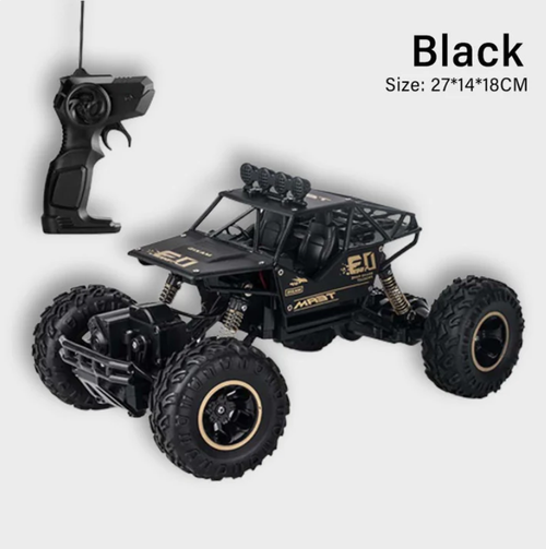 A remote-controlled climbing car made of lightweight metal,