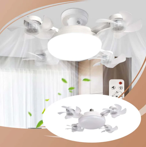 with E27 Socket – Silent 2-in-1 LED Fan with Remote Control – Cool & Light in One 🏠
