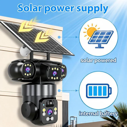 9MP Outdoor Wi-Fi Security Camera | 10x Zoom, 3 Lenses, 360° PTZ | IP66 Waterproof, Color Night Vision, Two-Way Audio, Motion Tracking