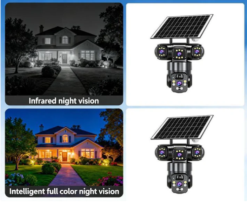 9MP Outdoor Wi-Fi Security Camera | 10x Zoom, 3 Lenses, 360° PTZ | IP66 Waterproof, Color Night Vision, Two-Way Audio, Motion Tracking