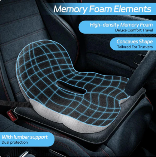 Non-slip memory foam seat – Sciatica relief, breathable cover & universal support! 🚗🪑