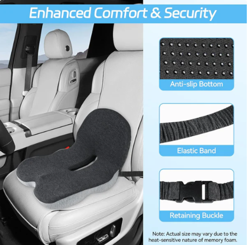 Non-slip memory foam seat – Sciatica relief, breathable cover & universal support! 🚗🪑