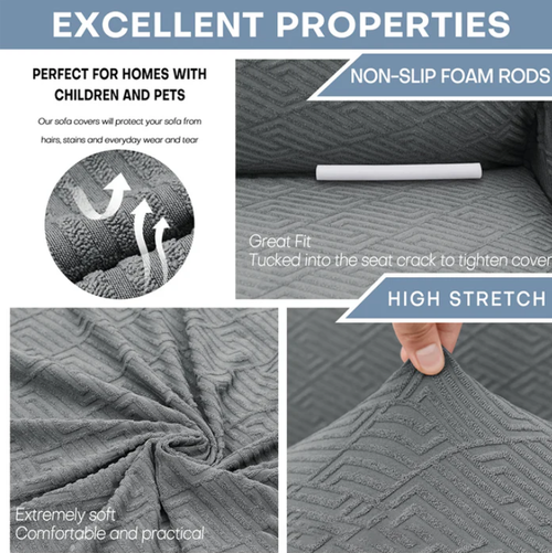 High Stretch Jacquard Sofa Cover with Non-Slip Straps