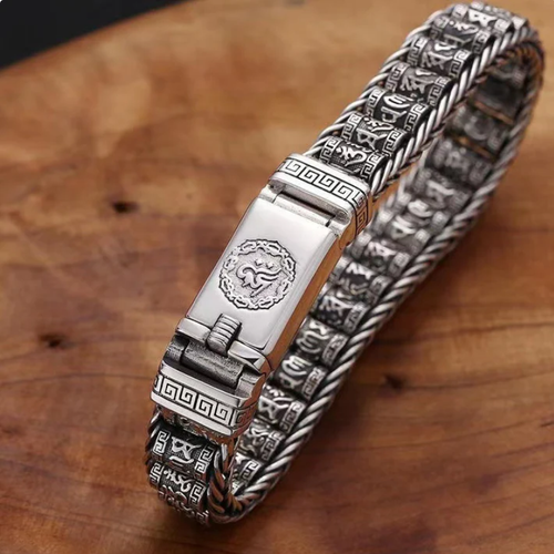 Tibetan Prayer Wheel Bracelet – 925 Sterling Silver, Lucky Charm & Valentine's Day Gift