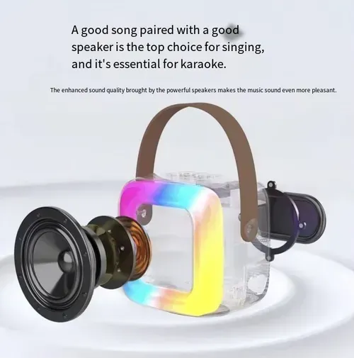 The Bluetooth karaoke speaker is equipped with two wireless microphones.