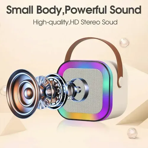 The Bluetooth karaoke speaker is equipped with two wireless microphones.