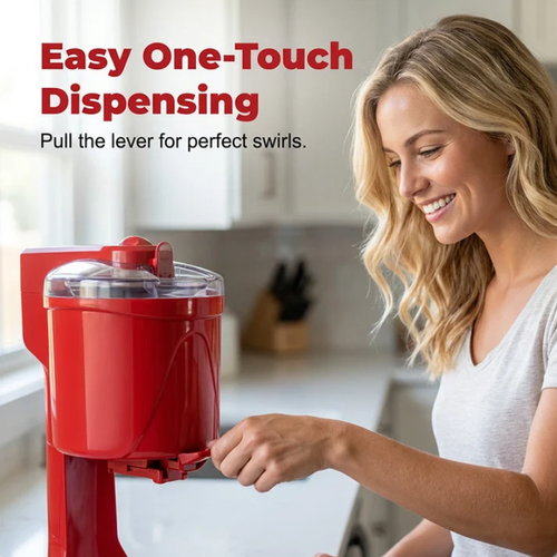 Automatic Ice Cream Machine – 15‑min quick churn, 1.0L capacity. One‑touch dispensing. Homemade soft serve! 🍨✨