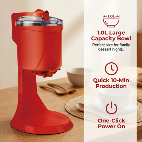 Automatic Ice Cream Machine – 15‑min quick churn, 1.0L capacity. One‑touch dispensing. Homemade soft serve! 🍨✨