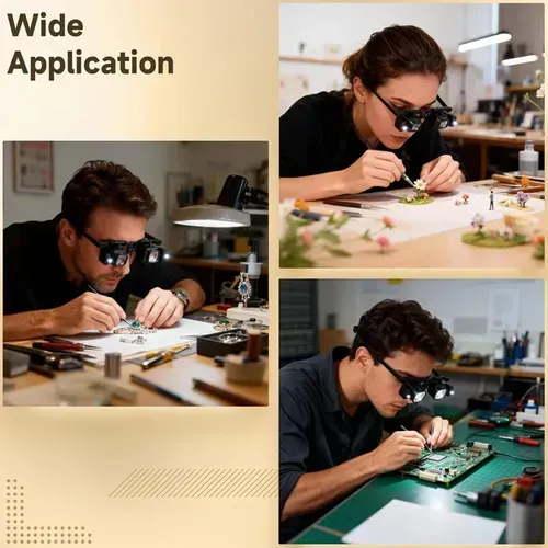 🔬 Precision LED Magnifier Glasses – Interchangeable Lenses, Dual LED, Hands-Free