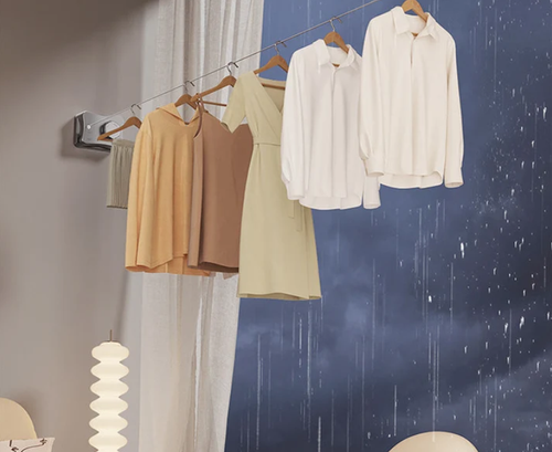 In-home mounting, retractable clothesline