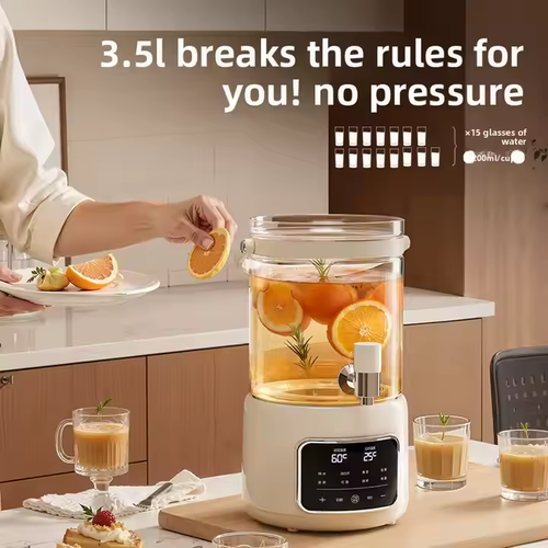 Multifunctional 3-liter large-capacity electric kettle with faucet and heat dissipation, featuring a multifunctional touchscreen and timer function.