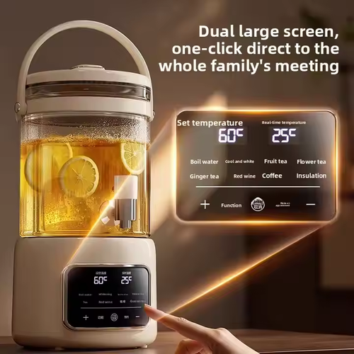 Multifunctional 3-liter large-capacity electric kettle with faucet and heat dissipation, featuring a multifunctional touchscreen and timer function.