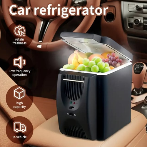 Portable refrigerator, insulated 2 in 1 car freezer, 12V portable mini freezer, camping electric ice box, car camping cooler for fruits, drinks, food, skin care products, cars, camping, travel