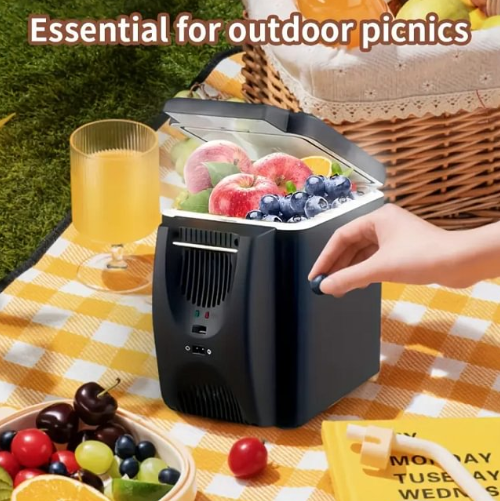 Portable refrigerator, insulated 2 in 1 car freezer, 12V portable mini freezer, camping electric ice box, car camping cooler for fruits, drinks, food, skin care products, cars, camping, travel