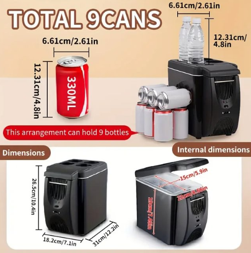 Portable refrigerator, insulated 2 in 1 car freezer, 12V portable mini freezer, camping electric ice box, car camping cooler for fruits, drinks, food, skin care products, cars, camping, travel