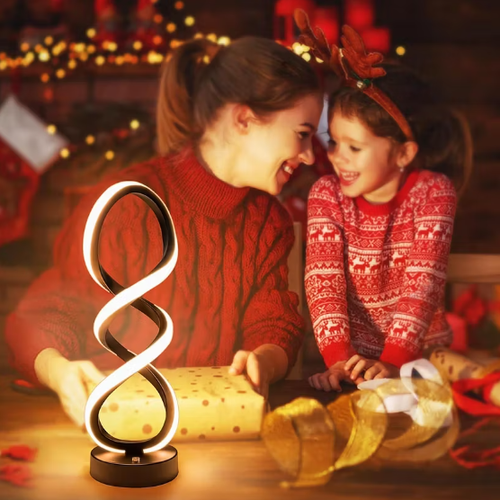Modern Table Lamp, 7 Colors 10 Light Modes Spiral Design Table Lamp, Touch Dimmable Nightstand Lamp