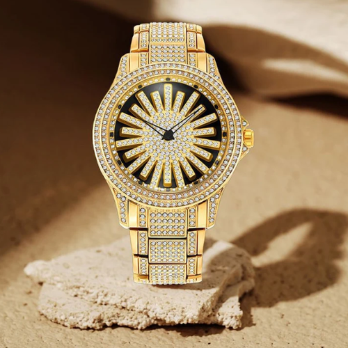 Men's Iced-Out Rotating Dial Watch