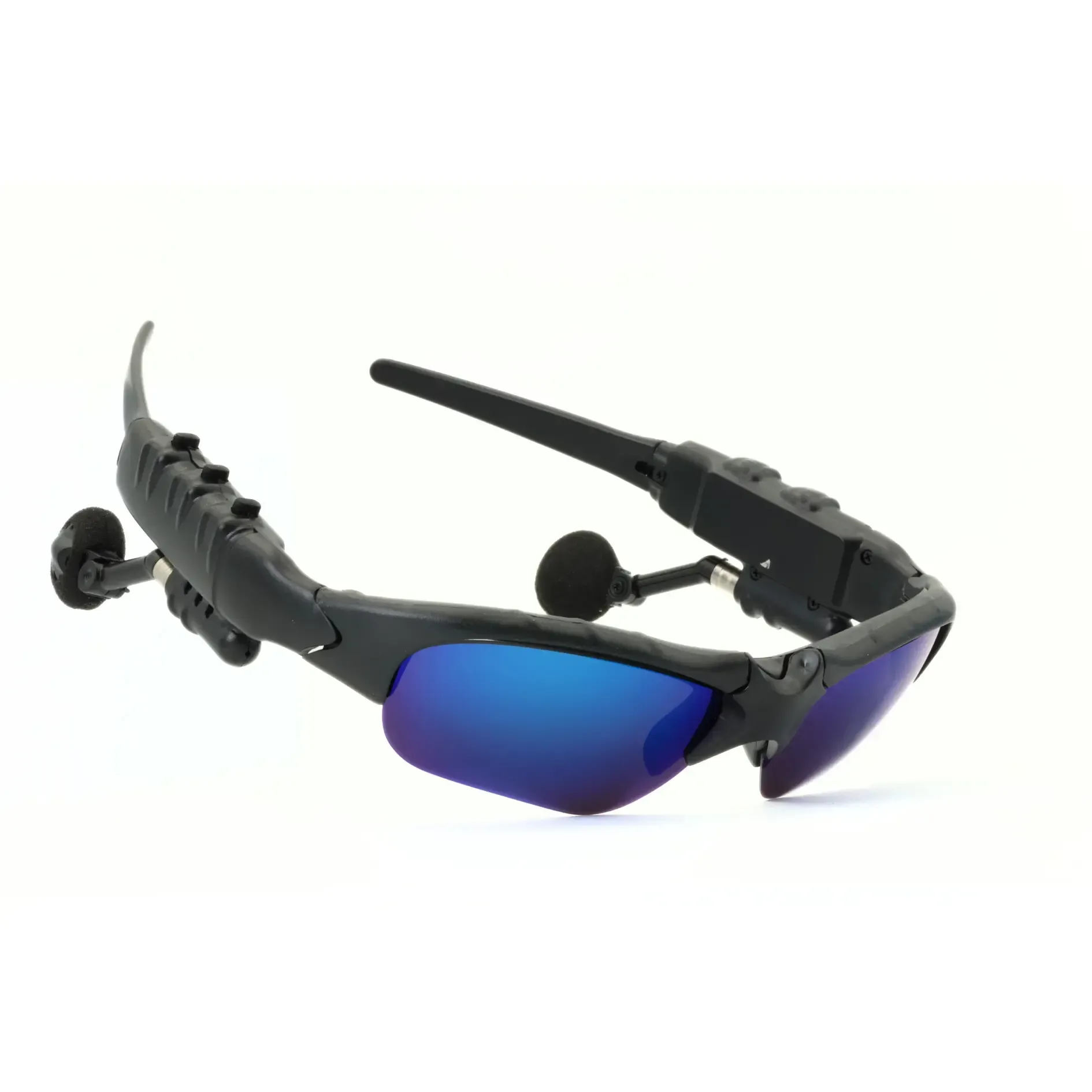 Wireless Audio Smart Sunglasses – Bluetooth Sport Glasses with Built-In Earbuds, Flip-Up Tinted Lens, Hands-Free Calls & Music, Adjustable Fit for Men & Women (Black-Blue-Yellow)