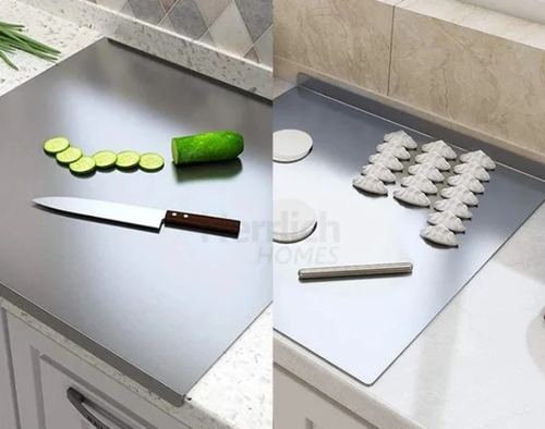 Cutting Board – Resists rust, scratches & bacteria. Easy to wipe, stays like new. Perfect for daily meal prep. 🥩🍽️