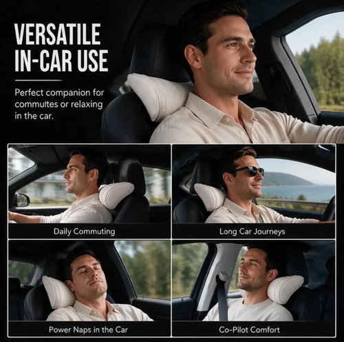 🛡️🚗 Ergonomic Memory Foam Car Pillow