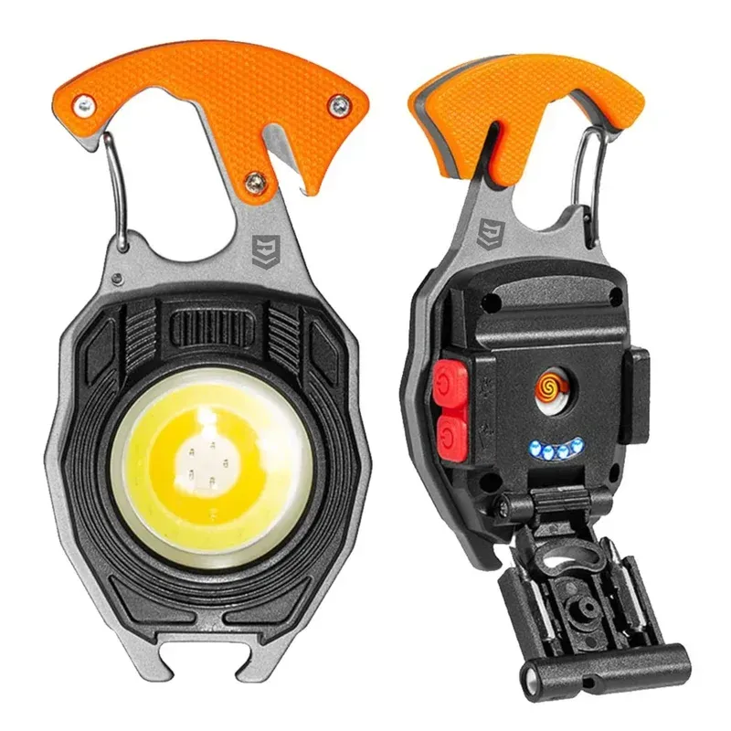 Ultimate 9-in-1 LED Keychain COB Light with Magnetic Base, Multi Tools & USB-C Charging