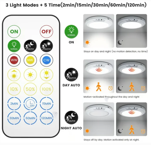 💡Rechargeable Motion Sensor Ceiling Light with Remote
