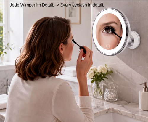 10x Magnifying Makeup Mirror with LED Light and Suction Cup