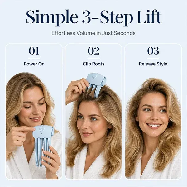 💇 Wireless Heated Volumizing Root Lift Clip, Portable Travel Hair Styling Tool for Flat Fine Hair