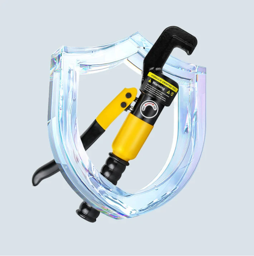 Hand-operated hydraulic crimping tool for cable lugs