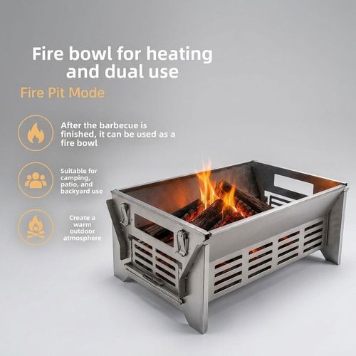 304 Stainless Steel Detachable Flip-Up Home Charcoal Grill