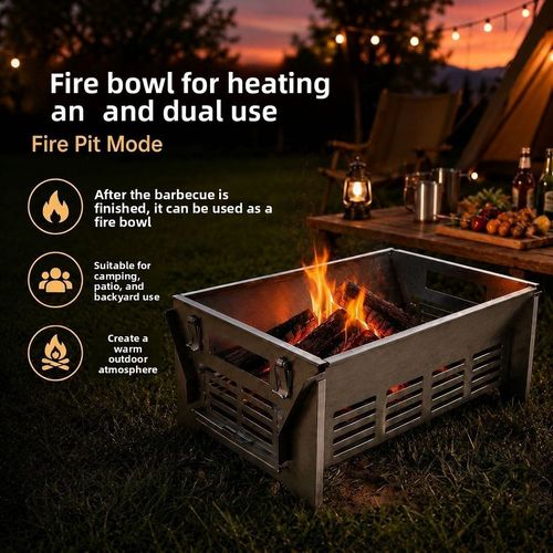304 Stainless Steel Detachable Flip-Up Home Charcoal Grill