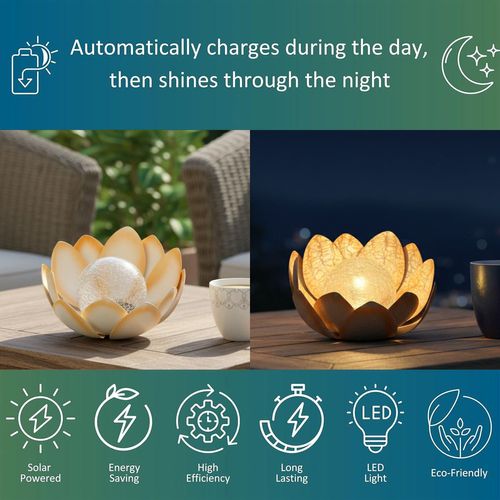 Solar-powered lotus-shaped decorative lights for courtyards