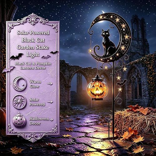 Solar-powered Halloween Pumpkin Moon Cat Ground Light