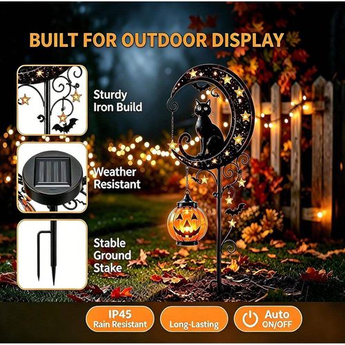 Solar-powered Halloween Pumpkin Moon Cat Ground Light