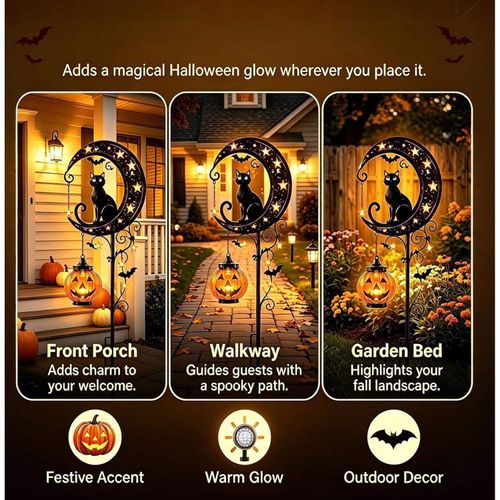 Solar-powered Halloween Pumpkin Moon Cat Ground Light