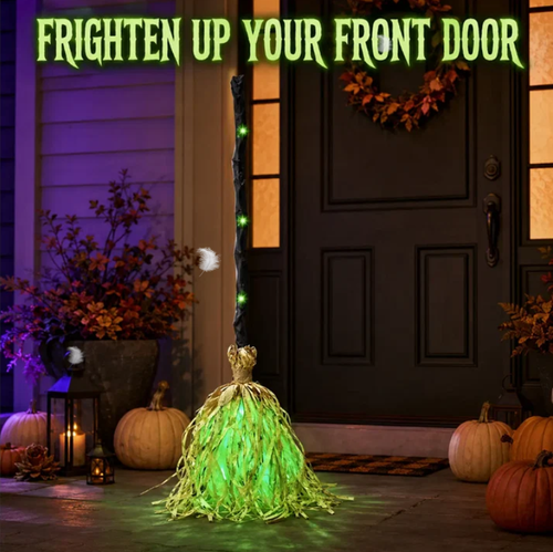 Witch Broom Halloween Decoration with Lights and Sound🧙