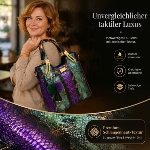 Elegant Snake-Look PU Leather Tote Bag - Premium Handbags