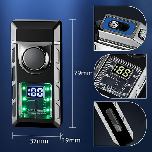 Functional Dual Flame Lighter with Colored Lights