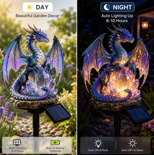 Amethyst Crystal Dragon Solar Garden Light