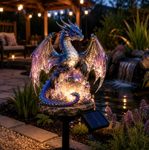 Amethyst Crystal Dragon Solar Garden Light