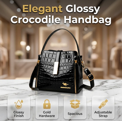 Glossy Crocodile Pattern Women's Handbag