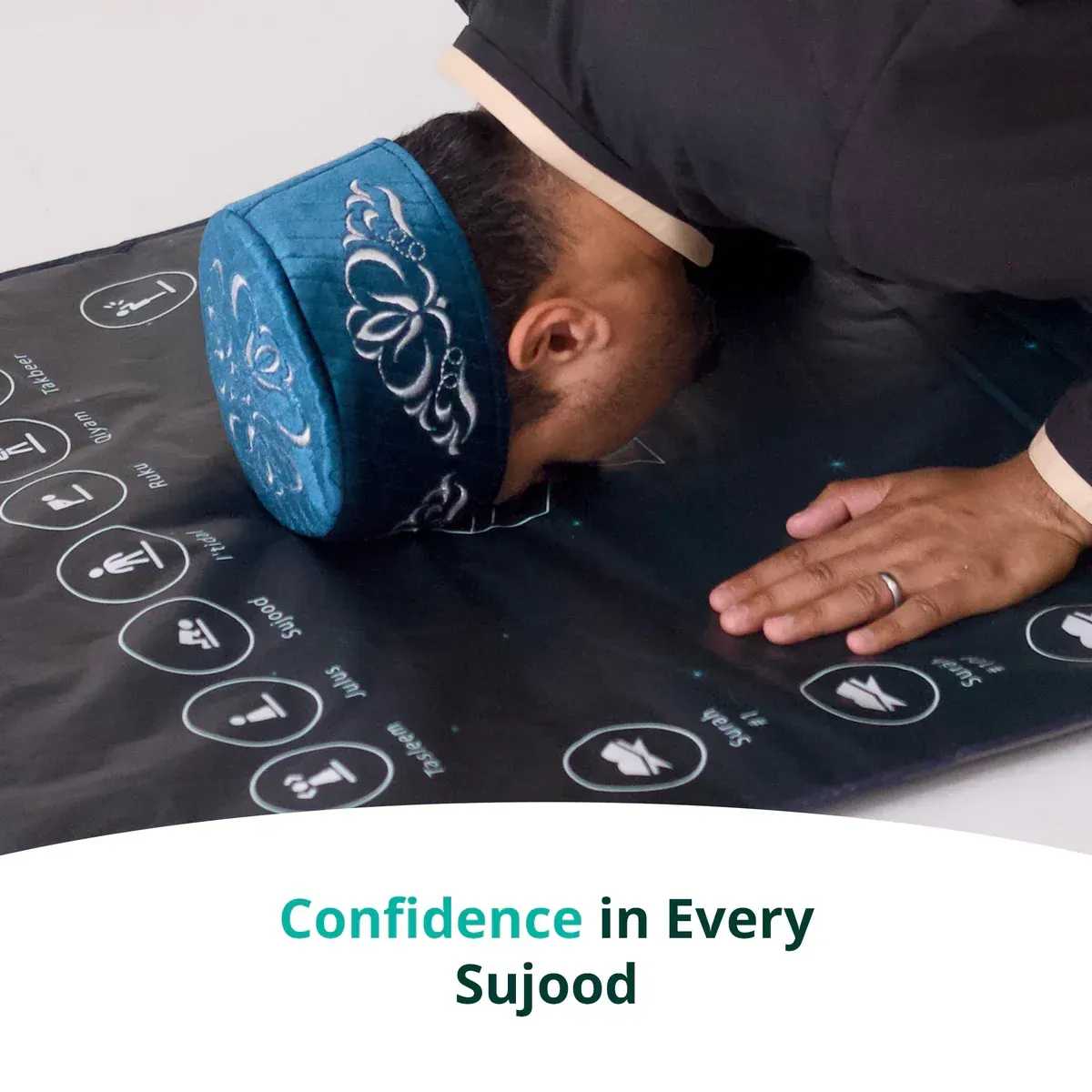 Adults & Reverts Interactive Prayer Mat (Teal) | Learn Salah Step by Step