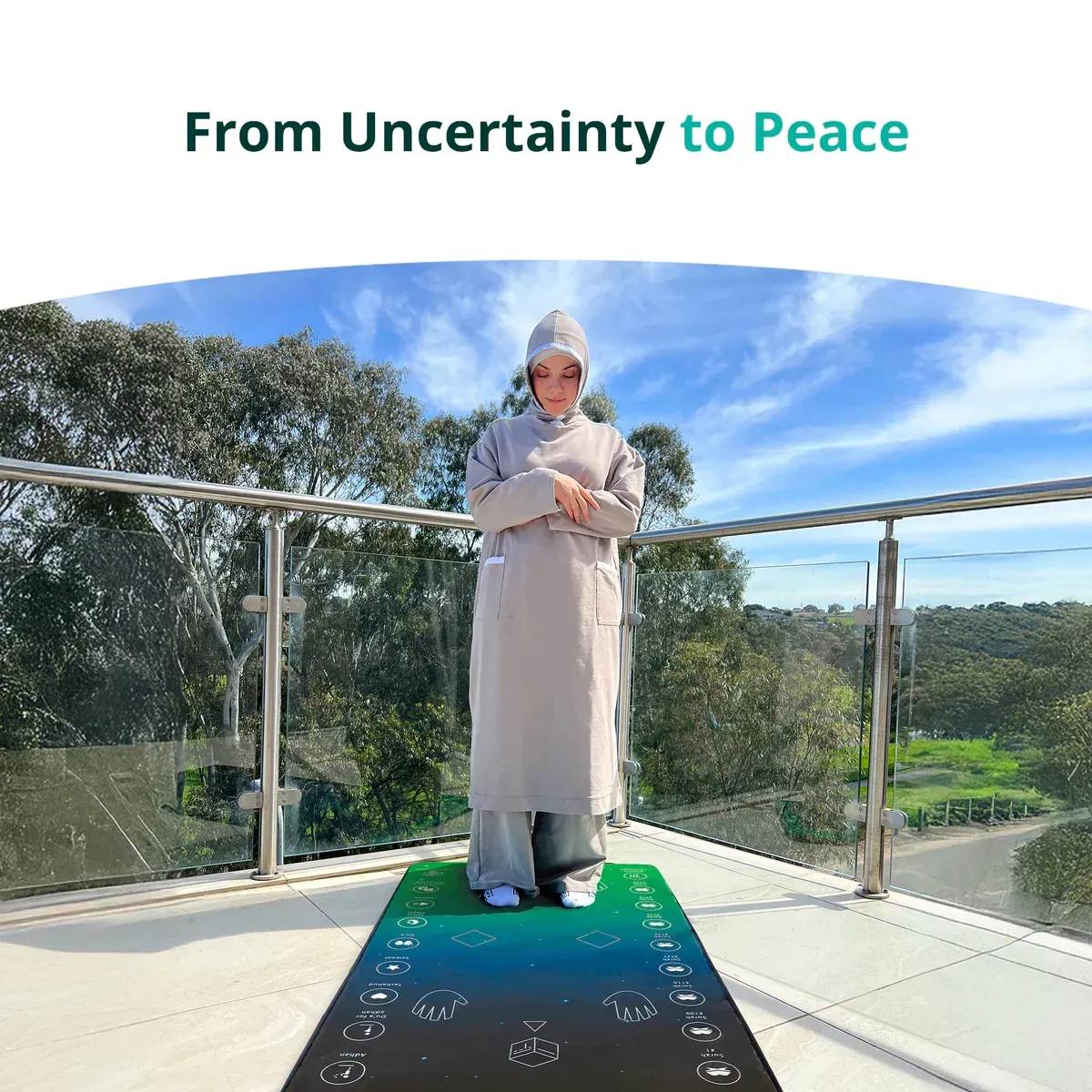Adults & Reverts Interactive Prayer Mat (Teal) | Learn Salah Step by Step