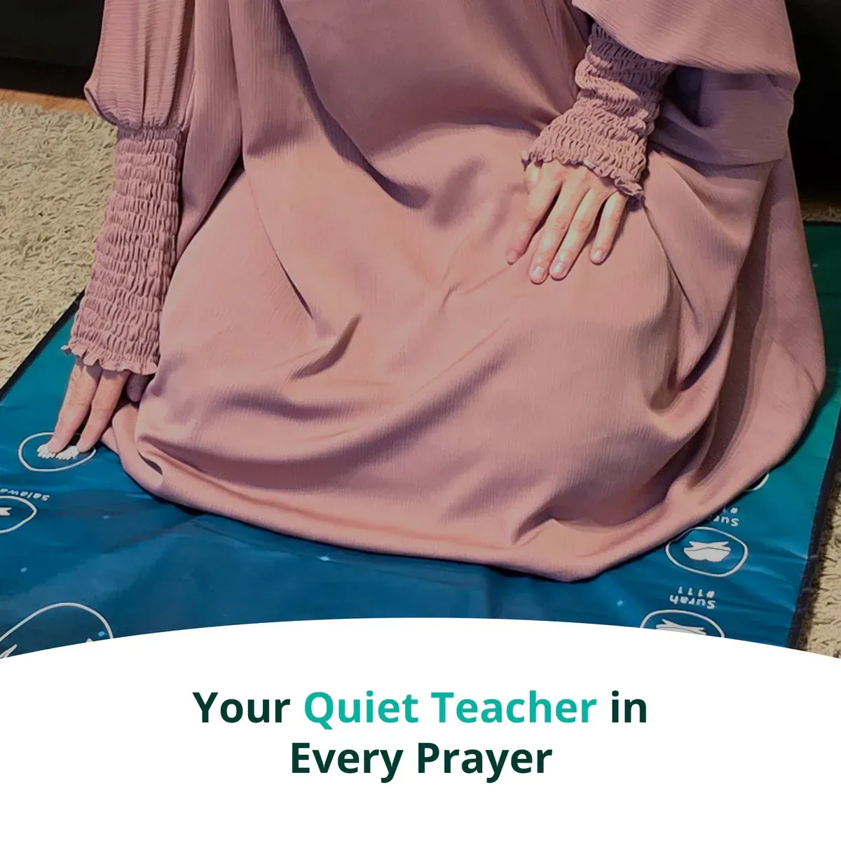 Adults & Reverts Interactive Prayer Mat (Teal) | Learn Salah Step by Step
