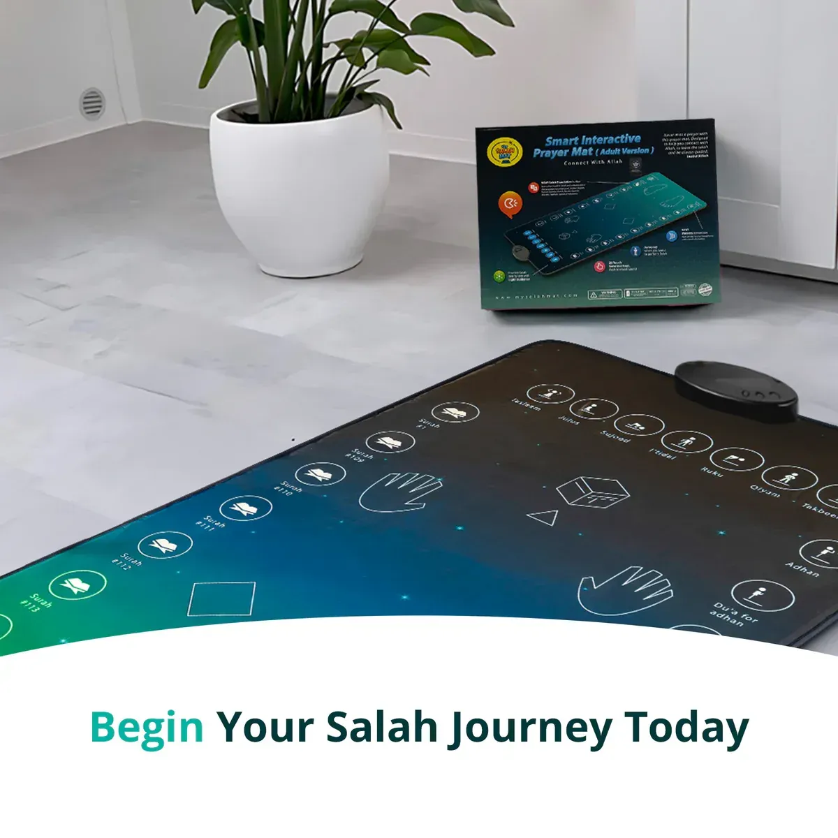 Adults & Reverts Interactive Prayer Mat (Teal) | Learn Salah Step by Step
