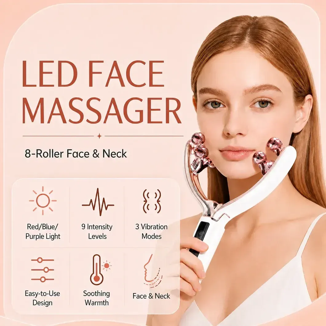 Microcurrent roller face sculpting device