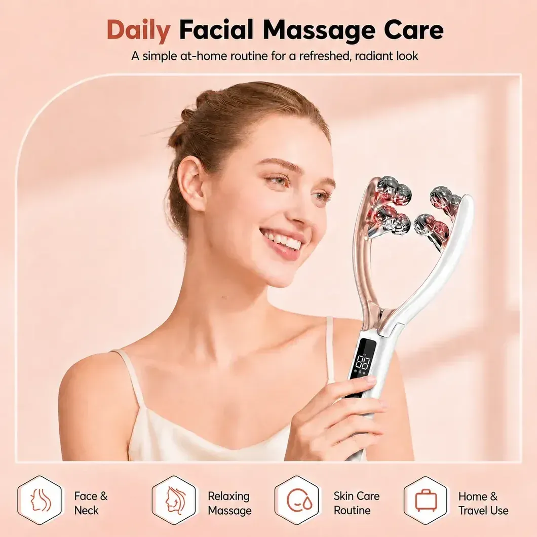 Microcurrent roller face sculpting device